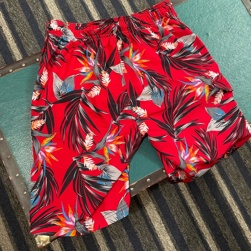 Red Tropical Board Shorts